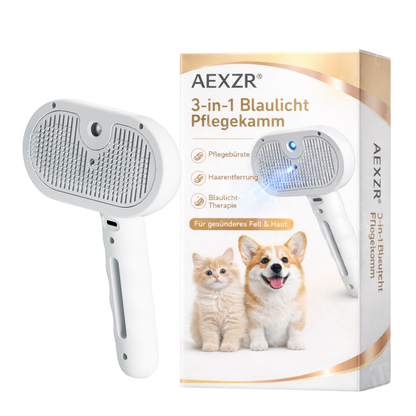 🐕AEXZR® 3-in-1 Blaulicht Pflegekamm – 🪒 Entfernt Haare & Gerüche, leise & kabellos, fördert Hautgesundheit💙