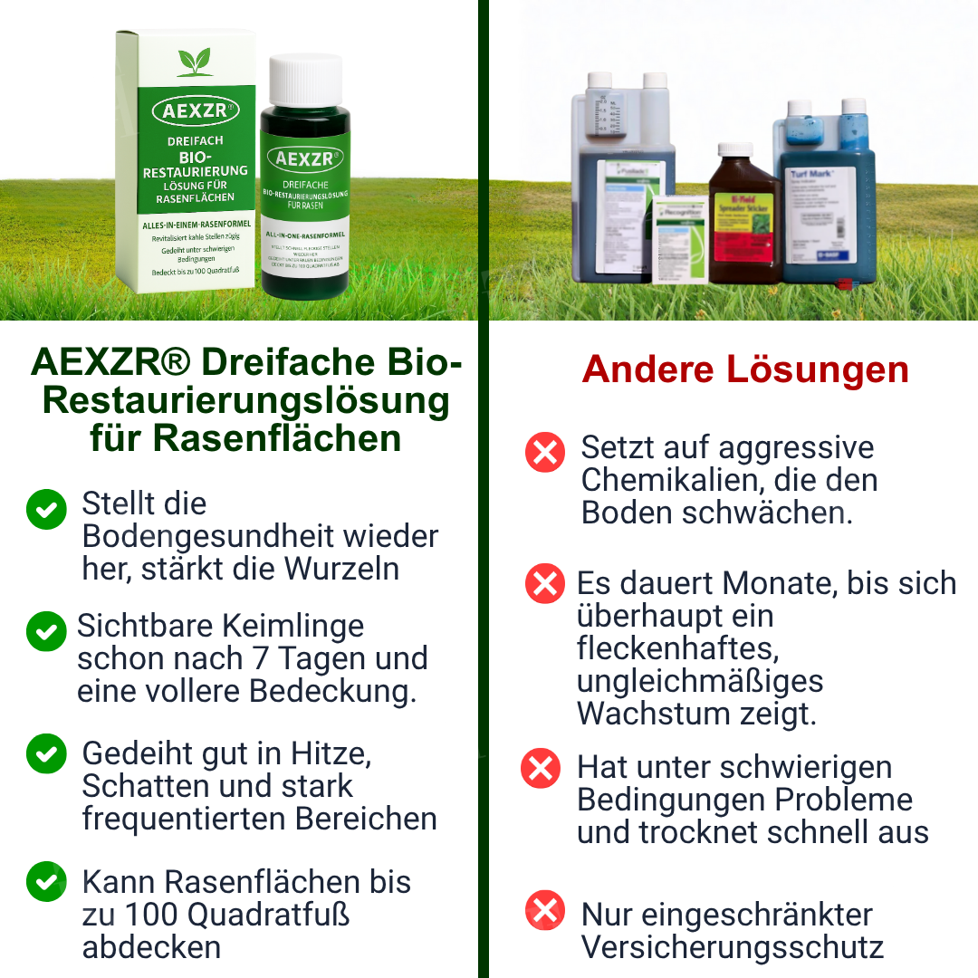 🏆🌱AEXZR® Dreifache Bio-Restaurierungslösung für Rasen⚡ – Schnelle Genesung, Bodenregeneration & Wurzelaktivierung